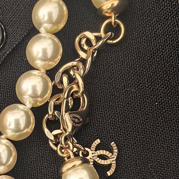 CHANEL Long Necklace Metal Glass Imitation Pearls Silk Resin Authentic - Picture 9 of 11
